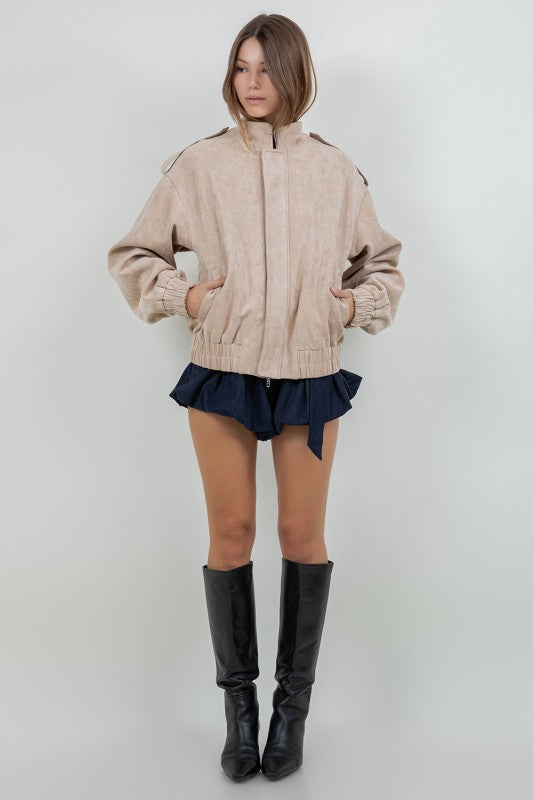 THE FUTURE SUEDETTE BOMBER JACKET