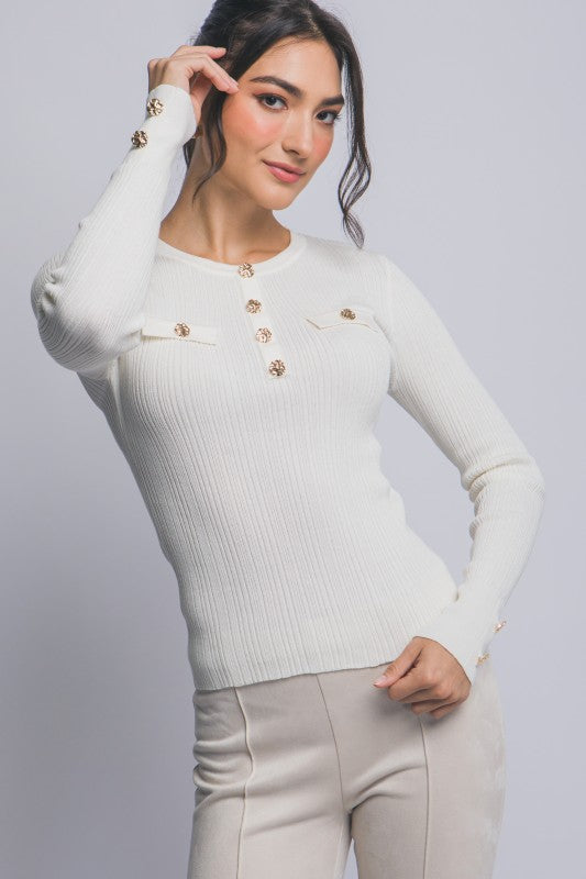 THE LOOK GOLD BUTTON BASIC - BLACK