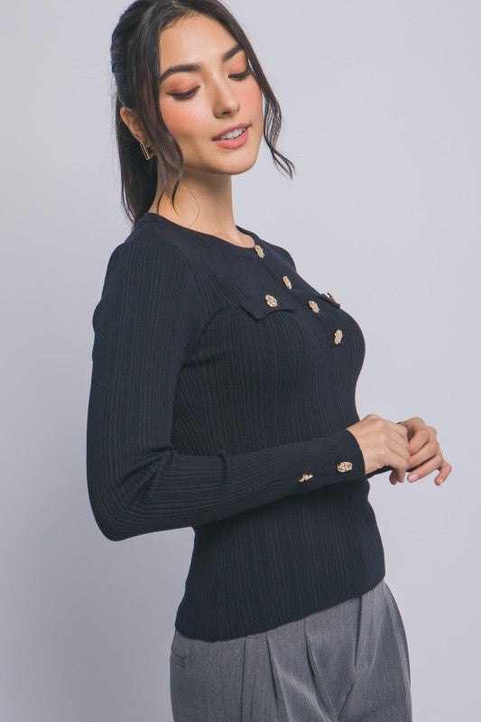 THE LOOK GOLD BUTTON BASIC - BLACK