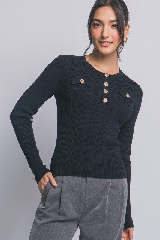 THE LOOK GOLD BUTTON BASIC - BLACK
