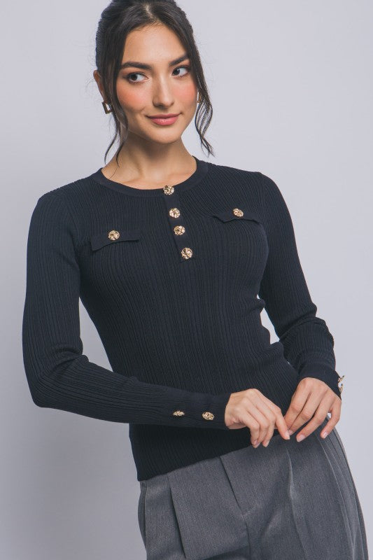 THE LOOK GOLD BUTTON BASIC - BLACK