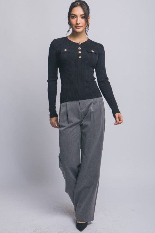 THE LOOK GOLD BUTTON BASIC - BLACK