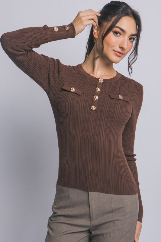 THE LOOK GOLD BUTTON BASIC - BLACK