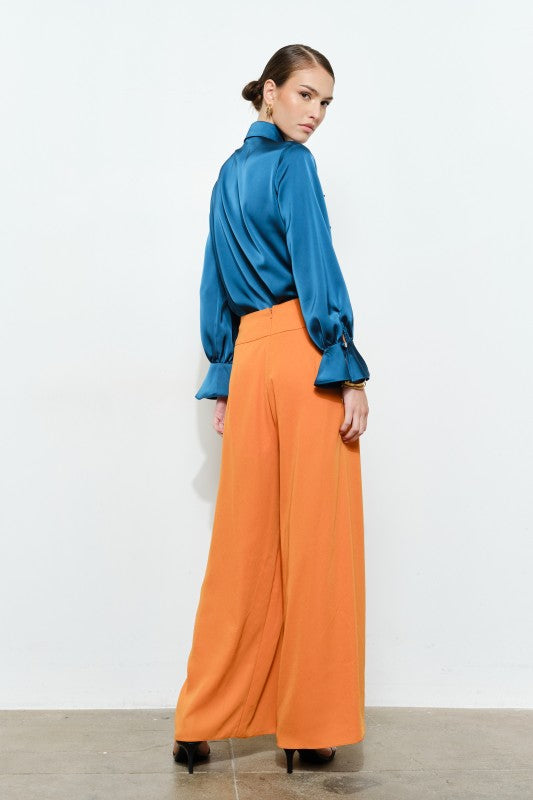 THE KNOW IT RUFFLE SHIRT - TEAL