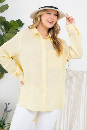 THE ESSENTIAL EDIT COTTON GAUZE SHIRT - BLUSH PINK