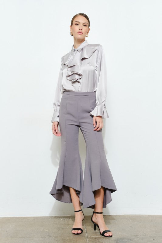 THE KNOW IT RUFFLE SHIRT - TEAL