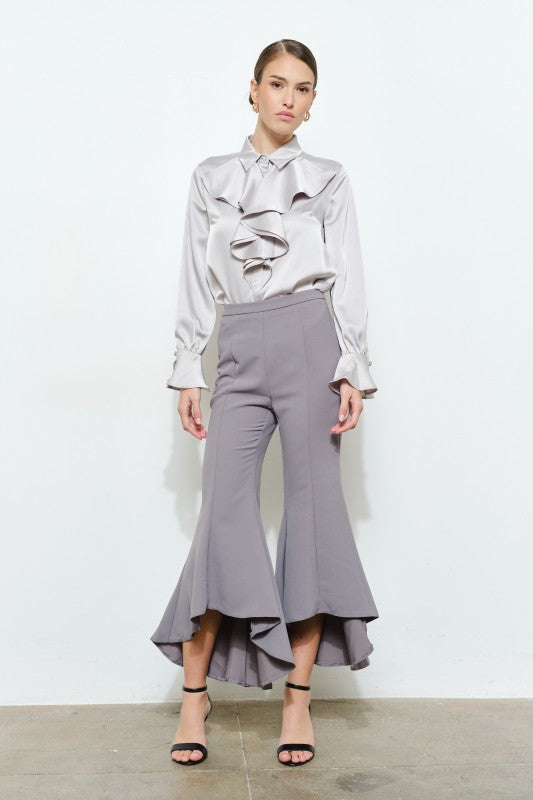 THE KNOW IT RUFFLE SHIRT - TEAL