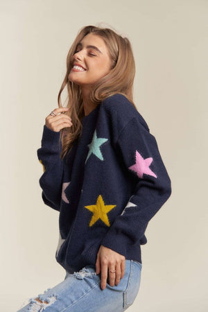 THE PRETTY STAR SWEATER - NAVY