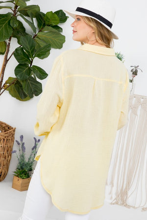 THE ESSENTIAL EDIT COTTON GAUZE SHIRT - BLUSH PINK