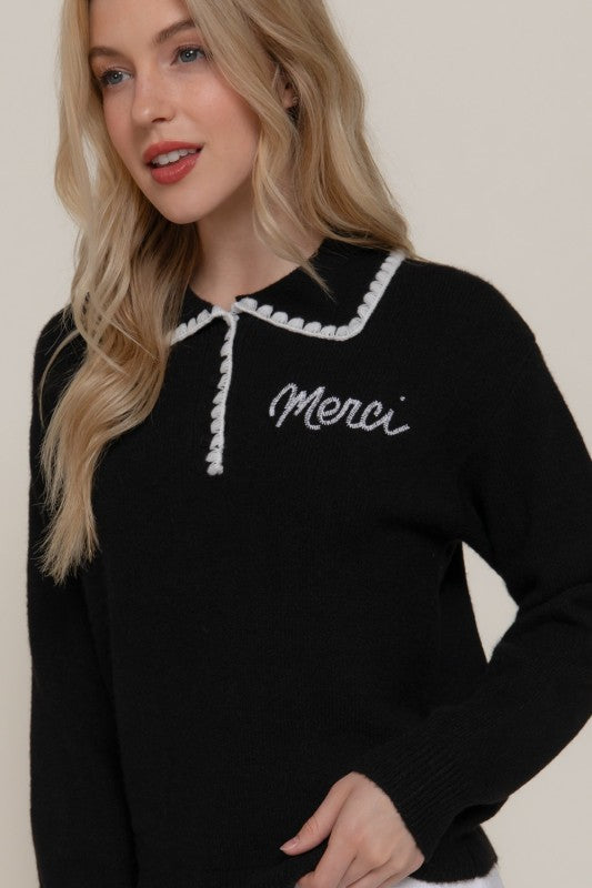 THE MERCI POLO KNIT - BLACK