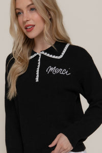 THE MERCI POLO KNIT - BLACK
