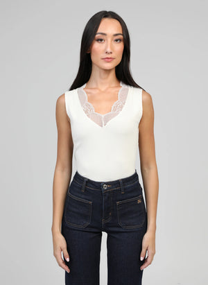 THE ESSENTIAL EDIT LACE TANK - BLACK