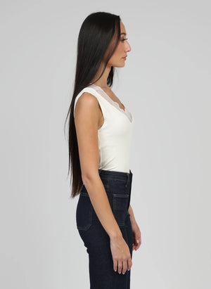 THE ESSENTIAL EDIT LACE TANK - BLACK