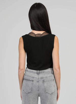 THE ESSENTIAL EDIT LACE TANK - BLACK