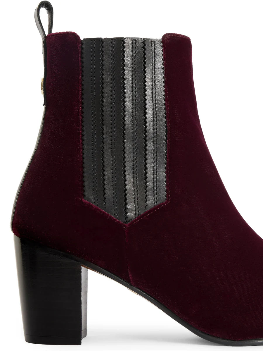 THE FAIRFAX & FAVOR ELECTRA VELVET BOOT - BURGUNDY - PRE-ORDER