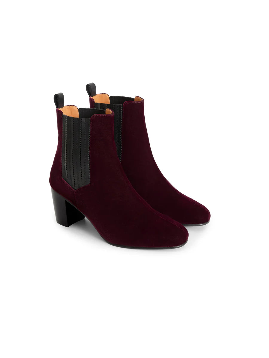 THE FAIRFAX & FAVOR ELECTRA VELVET BOOT - BURGUNDY - PRE-ORDER