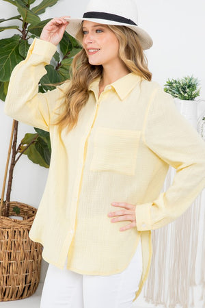THE ESSENTIAL EDIT COTTON GAUZE SHIRT - BLUSH PINK