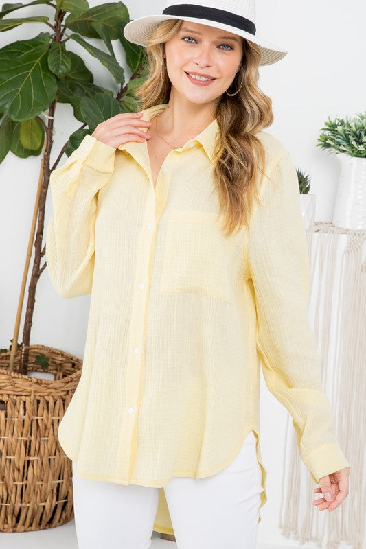 THE ESSENTIAL EDIT COTTON GAUZE SHIRT - BLUSH PINK