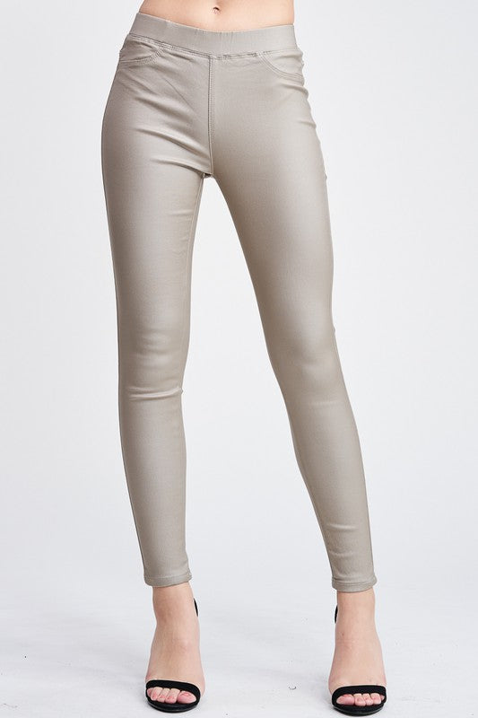 THE ESSENTIAL WAX-COATED JEGGING - MOCHA