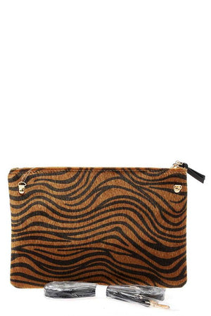 THE FAUX SURE CLUTCH - ZEBRA