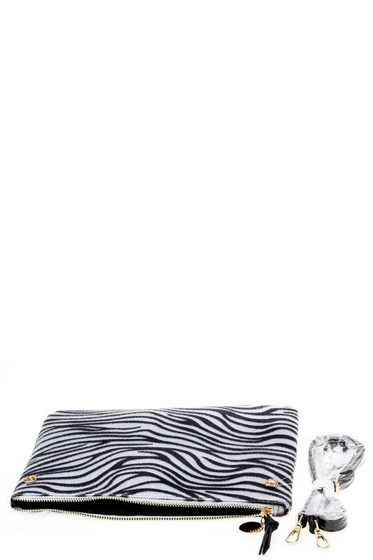 THE FAUX SURE CLUTCH - ZEBRA