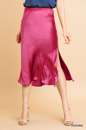 THE CANDLELIT SATIN MIDI SKIRT - GOLD