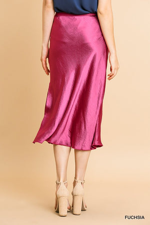 THE CANDLELIT SATIN MIDI SKIRT - GOLD