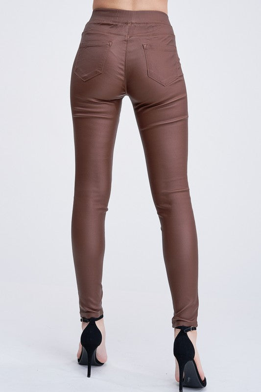 THE ESSENTIAL WAX-COATED JEGGING - MOCHA