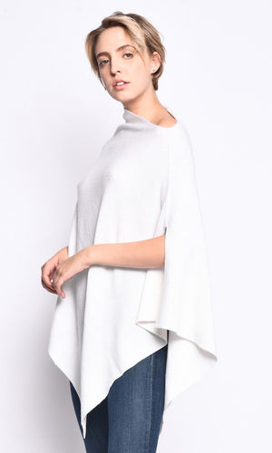 THE ESSENTIAL CASHMERE WRAP PONCHO - OFF-WHITE