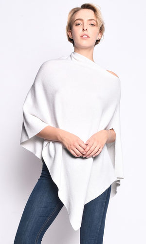 THE ESSENTIAL CASHMERE WRAP PONCHO - OFF-WHITE