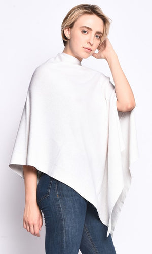 THE ESSENTIAL CASHMERE WRAP PONCHO - OFF-WHITE