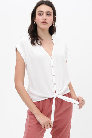 THE ESSENTIAL WHITE TIE-FRONT SHIRT