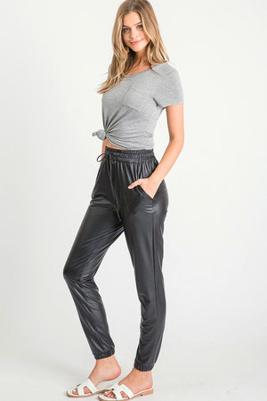 Petite faux best sale leather joggers