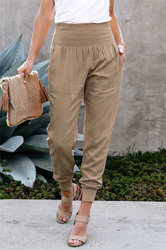 THE STYLE MY DAY COTTON JOGGERS  - BEIGE - ONE LEFT!!