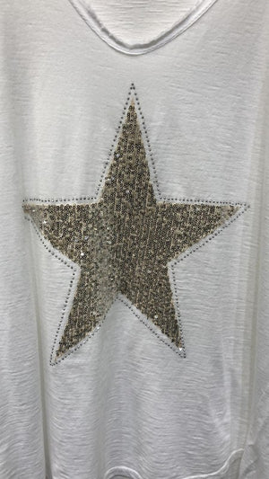 THE WHITE MOCHA SPARKLE STAR TOP