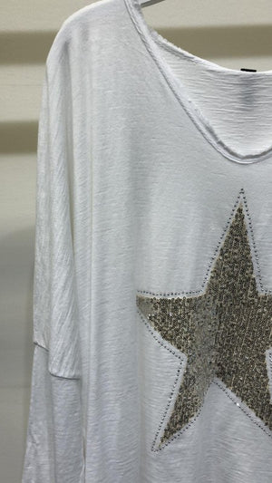 THE WHITE MOCHA SPARKLE STAR TOP