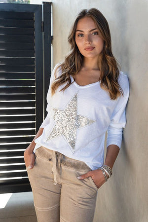 THE WHITE MOCHA SPARKLE STAR TOP