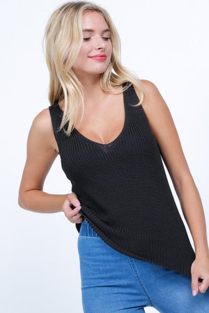THE WILLOW KNIT TANK TOP - BLACK