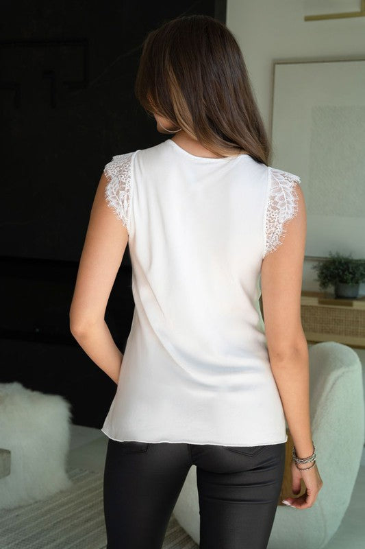 THE PIAZZA LACE TOP - WHITE - RESTOCKED