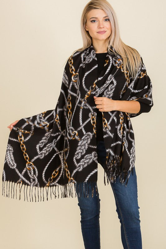 THE EQUESTRIAN PRINT CASHMERE FEEL SCARF - ONE LEFT!