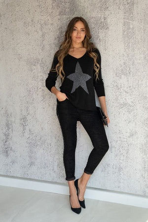 THE SPARKLE STAR SWEATER - BLACK - RE-STOCKED