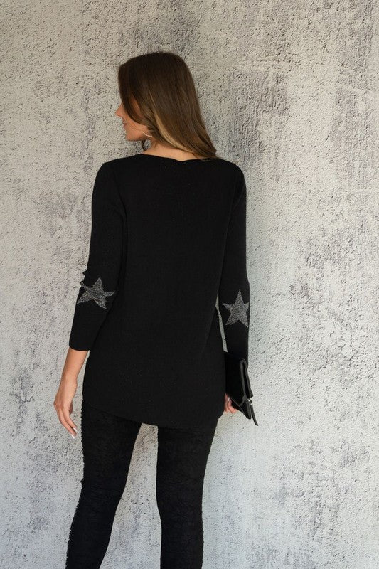 THE SPARKLE STAR SWEATER - BLACK - RE-STOCKED