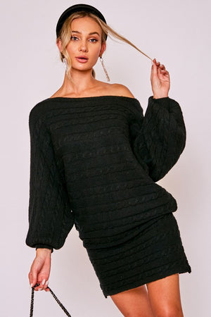 THE CABLE STYLE SWEATER DRESS - HEATHER GREY