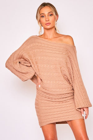 THE CABLE STYLE SWEATER DRESS - HEATHER GREY