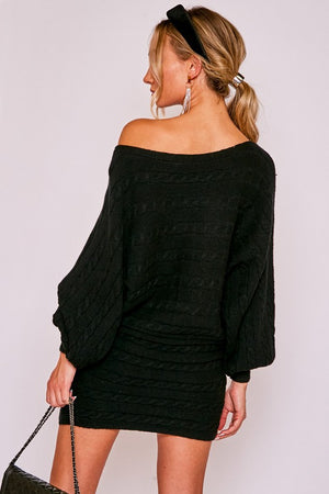 THE CABLE STYLE SWEATER DRESS - HEATHER GREY