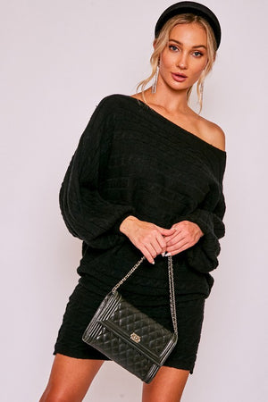 THE CABLE STYLE SWEATER DRESS - HEATHER GREY