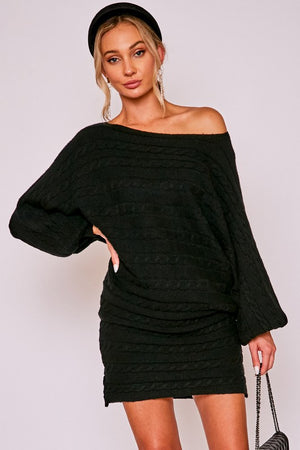 THE CABLE STYLE SWEATER DRESS - HEATHER GREY