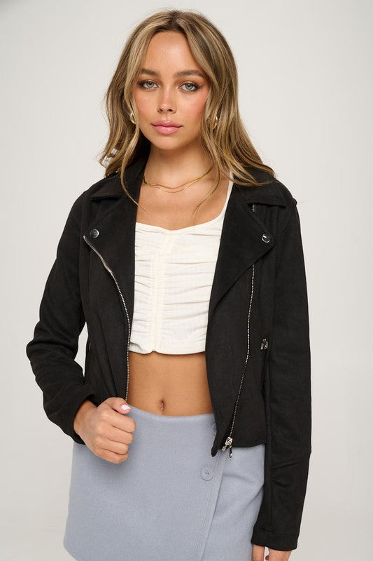 THE OFFICIAL MOTO SUEDETTE JACKET - SKY BLUE