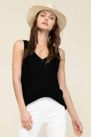 THE WILLOW KNIT TANK TOP - BLACK