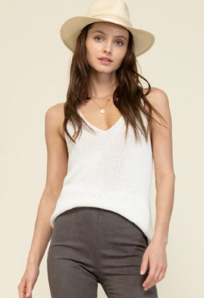 THE WILLOW KNIT TANK TOP - WHITE